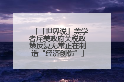 「世界说」美学者斥美政府关税政策反复无常正在制造“经济创伤”