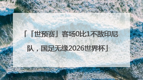 「世预赛」客场0比1不敌印尼队，国足无缘2026世界杯