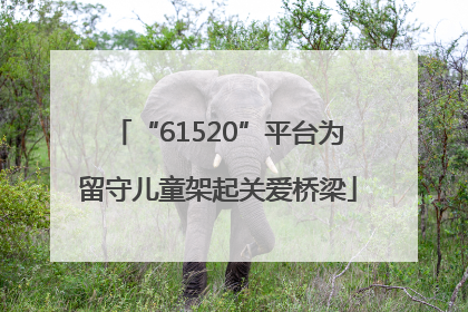 “61520”平台为留守儿童架起关爱桥梁