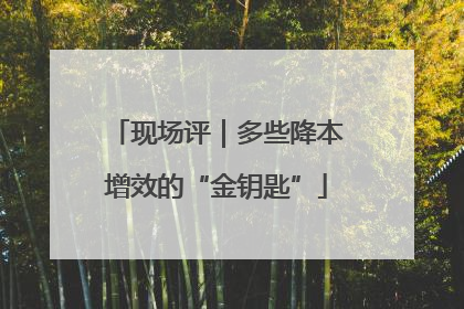 现场评｜多些降本增效的“金钥匙”