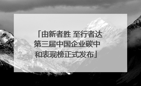 由新者胜 至行者达 第三届中国企业碳中和表现榜正式发布