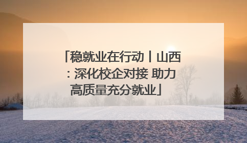 稳就业在行动丨山西：深化校企对接 助力高质量充分就业