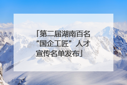 第二届湖南百名“国企工匠”人才宣传名单发布