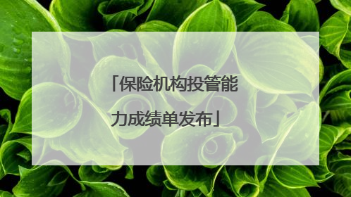 保险机构投管能力成绩单发布
