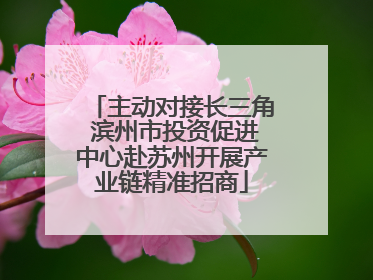 主动对接长三角 滨州市投资促进中心赴苏州开展产业链精准招商