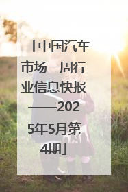 中国汽车市场一周行业信息快报——2025年5月第4期