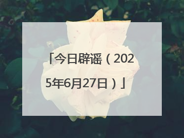 今日辟谣（2025年6月27日）