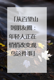 从百望山到朋友圈：年轻人正在悄悄改变观鸟这件事