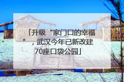 升级“家门口的幸福”，武汉今年已新改建70座口袋公园