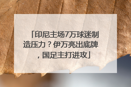 印尼主场7万球迷制造压力？伊万亮出底牌，国足主打进攻