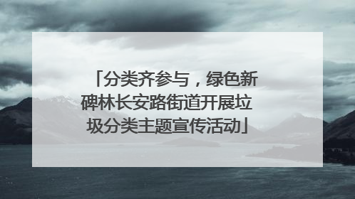 分类齐参与，绿色新碑林长安路街道开展垃圾分类主题宣传活动