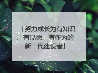 努力成长为有知识、有品德、有作为的新一代建设者