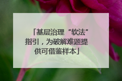 基层治理“软法”指引，为破解难题提供可借鉴样本