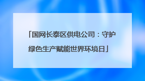 国网长泰区供电公司：守护绿色生产赋能世界环境日