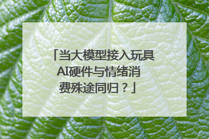 当大模型接入玩具 AI硬件与情绪消费殊途同归？