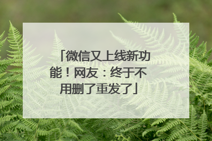 微信又上线新功能！网友：终于不用删了重发了