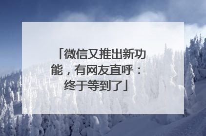 微信又推出新功能，有网友直呼：终于等到了