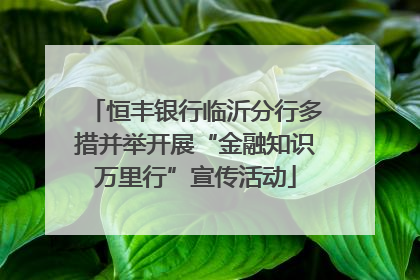 恒丰银行临沂分行多措并举开展“金融知识万里行”宣传活动