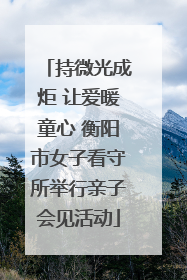 持微光成炬 让爱暖童心 衡阳市女子看守所举行亲子会见活动