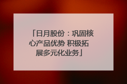 日月股份：巩固核心产品优势 积极拓展多元化业务