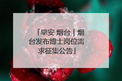 早安 烟台｜烟台发布博士岗位需求征集公告