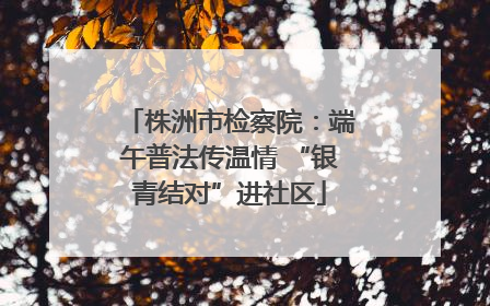 株洲市检察院：端午普法传温情 “银青结对”进社区