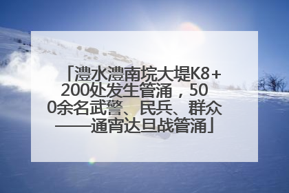澧水澧南垸大堤K8+200处发生管涌，500余名武警、民兵、群众——通宵达旦战管涌