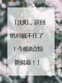 沈阳，这回绝对藏不住了！今晚8点惊艳揭幕！