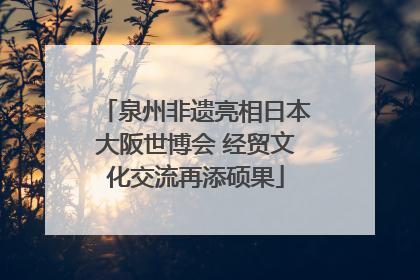 泉州非遗亮相日本大阪世博会 经贸文化交流再添硕果