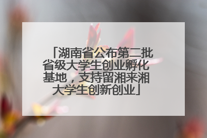 湖南省公布第二批省级大学生创业孵化基地，支持留湘来湘大学生创新创业