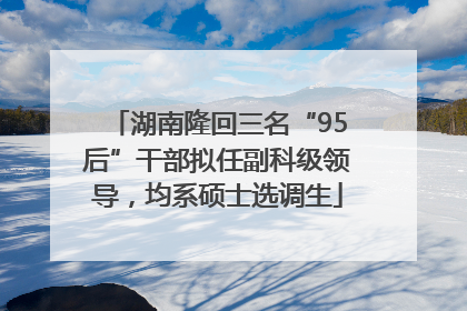 湖南隆回三名“95后”干部拟任副科级领导，均系硕士选调生
