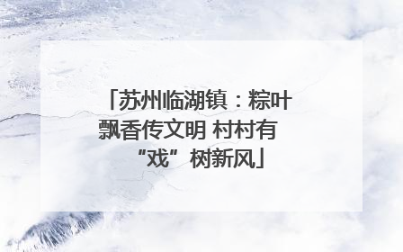 苏州临湖镇：粽叶飘香传文明 村村有“戏”树新风