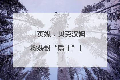 英媒：贝克汉姆将获封“爵士”