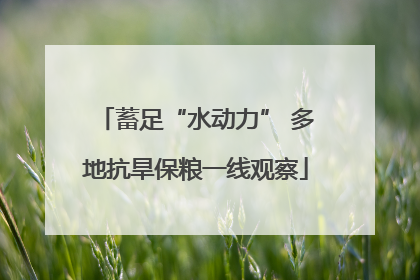 蓄足“水动力” 多地抗旱保粮一线观察
