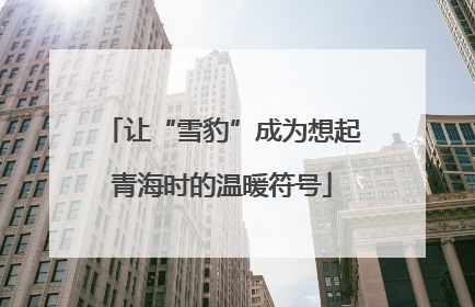 让“雪豹”成为想起青海时的温暖符号