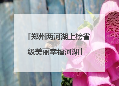 郑州两河湖上榜省级美丽幸福河湖