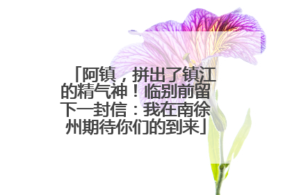 阿镇，拼出了镇江的精气神！临别前留下一封信：我在南徐州期待你们的到来