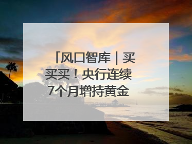 风口智库｜买买买！央行连续7个月增持黄金，专家：金价或仍易涨难跌
