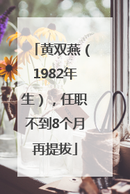 黄双燕（1982年生），任职不到8个月再提拔